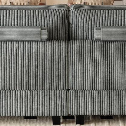 Eafurn Convertible L Shaped Modular Sectional Sofa Couch, 5 Seater Corduroy Upholstered Corner Sofa Lounge Couch with Extra Wide Reversible Chaise Lounge and Headrest for Living Room