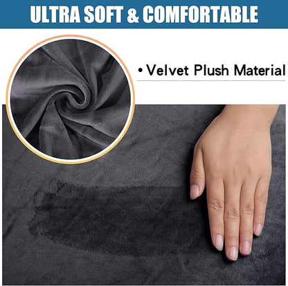 Smiry Velvet Seat Covers for Dining Room Chair Set of 2, Stretch Fit Removable Washable Chair Seat Cushion Protector Slipcovers with Ties, Dark Grey