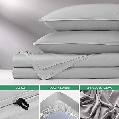 King Sheets by Pure Bamboo, Genuine 100% Organic Viscose Derived from Bamboo Bed Sheet Set, Luxuriously Soft & Cooling, Double Stitching, Lifetime Quality Promise (King, Silver Pearl)