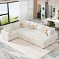 112" Luxurious Pull-out Sofa Bed Sleeper with Storage Ottoman,Sectional Sleeper Couch W/ 3 Pillows,2 USB ports & 2 Power Sockets,Corner Furniture Set for Living Room Large Space,Cream Chenille