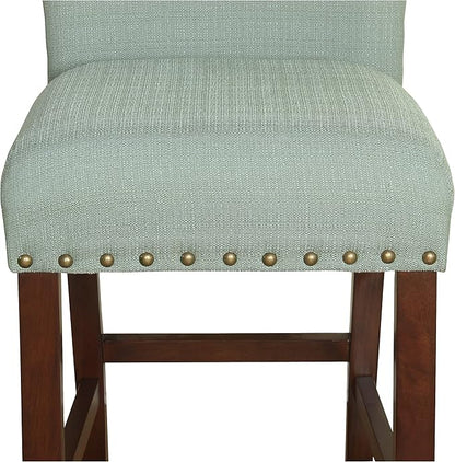 Homepop Home Decor | Backless Nailhead Trim Counter Height Bar Stools | 24 Inch Bar Stools | Decorative Home Furniture (Seafoam)