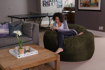 Sofa Sack Bean Bag Chair - Plush, Ultra Soft - Memory Foam Bean Bag Chair with Microsuede Cover - Stuffed Foam Filled Furniture and Accessories for Dorm Room 5 Feet - Olive