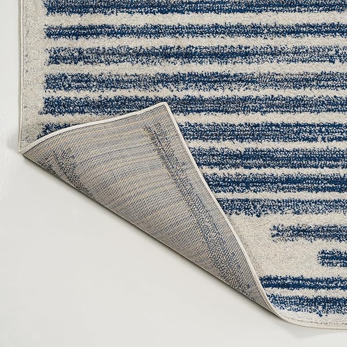 JONATHAN Y Khalil Modern Berber Stripe Cream/Navy Indoor Area Rug, 3x5, Contemporary, Bohemian, Easy-Cleaning for Living Room, Bedroom, Kitchen, Pet Friendly, Non-Shedding (MOH207E-3)