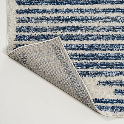 JONATHAN Y Khalil Modern Berber Stripe Cream/Navy Indoor Area Rug, 3x5, Contemporary, Bohemian, Easy-Cleaning for Living Room, Bedroom, Kitchen, Pet Friendly, Non-Shedding (MOH207E-3)