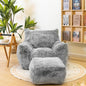 Bean Bag Chair with Ottoman, Armrest Bean Bag Chairs with Filler, Ultra Soft Fluffy Faux Fur Bean Bag Chair with Foot Rest, Plush Lazy Sofa with Foot Stool for Living Room, Dorm