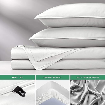 Pure Bamboo Queen Sheets, Genuine 100% Organic Viscose Derived from Bamboo Bed Sheet Set, Luxuriously Soft & Cooling, Double Stitching, 2 Year Quality Promise (Queen, White)