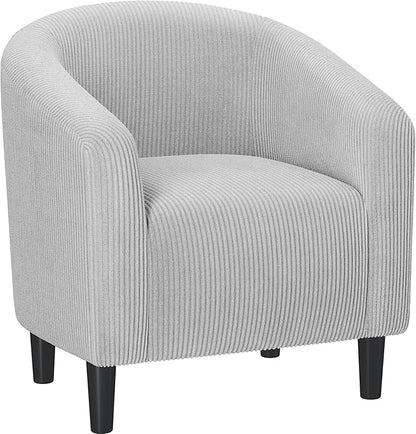 Yaheetech Accent Barrel Chair, Corduroy Fabric Club Chair, Furry Sherpa Elegant Armchair with Cozy Soft Padded for Living Room Bedroom Reception Room Office, Light Gray