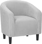 Yaheetech Accent Barrel Chair, Corduroy Fabric Club Chair, Furry Sherpa Elegant Armchair with Cozy Soft Padded for Living Room Bedroom Reception Room Office, Light Gray