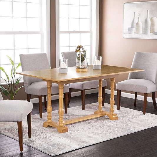 SEI Furniture Edenderry Farmhouse Folding Trestle Console to Dining Table – Natural Oak