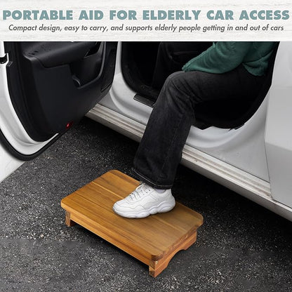 Wooden Step Stool, 3.5'' One Step Stool for Adults, Wooden Bedside Step with 550 Lbs Load Capacity, Heavy Duty/Portable/Nonslip/Durable Construction for Bedroom/Kitchen