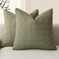 Foindtower Set of 2 Decorative Linen Check Throw Pillow Covers Neutral Farmhouse Vintage Cushion Covers Modern Boho Home Decor for Sofa Chair Couch Bedroom Living Room Outdoor,20×20 Inch,Sage Green