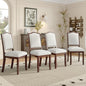 Merax Upholstered Dining Chairs Set of 4, Farmhouse Chair with High Back, Modern Seating for Kitchen, Bedroom & Living Room, Cherry+Beige