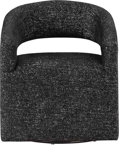 OSP Home Furnishings Devin Modern Upholstered Swivel Accent Barrel Chair, Midnight