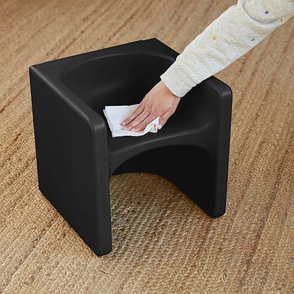 ECR4Kids Tri-Me Table and Cube Chair Set, Multipurpose Furniture, Black, 3-Piece