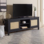 SAFAVIEH Evane TV Stand for up to 65" Flatscreen – Black & Natural, 2 Doors with Interior Storage, 2 Open Shelves, Entertainment Media Console (MED9629B)