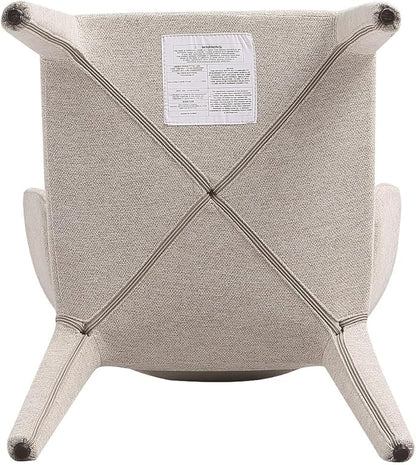 Manhattan Comfort Conrad Mid Century Modern Dining Chairs Woven Tweed Upholstered Kitchen Furniture with Contoured Back, Foam Padding & Metal Legs, Set of 4, Wheat