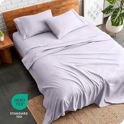 Bare Home Split Head Flex King Sheet Set - 1800 Ultra-Soft Microfiber Bed Sheets - Double Brushed - Deep Pockets - Easy Fit - 4 Piece Set - FlexTop (Split Head Flex King, Light Lavender)