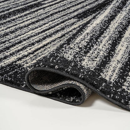 JONATHAN Y Khalil Modern Berber Stripe Black/Cream Indoor Area Rug, 3x5, Contemporary, Bohemian, Easy-Cleaning for Living Room, Bedroom, Kitchen, Pet Friendly, Non-Shedding (MOH207F-3)