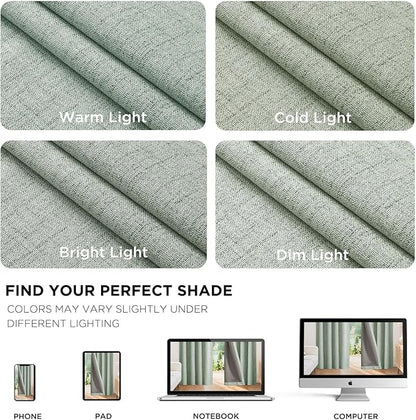 Joydeco 100% Blackout Curtains for Bedroom - Natural Linen Curtains 37" W x 90" L Long, Thermal Insulated 2 Panels Light Blocking Drapes, Rod Pocket & Back Tabs, Darkening Privacy for Living Room