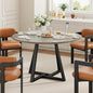 IRONCK 43" Round Dining Table for 4, Wood Kitchen Table with Metal Base, Space Saving Industrial Circle Dinner Table for Kitchen Dining Room, Gray