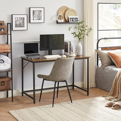 VASAGLE Computer Desk, Gaming Desk, Home Office Desk, for Small Spaces, 23.6 x 47.2 x 29.9 Inches, Industrial Style, Metal Frame, Rustic Brown and Black ULWD039B01