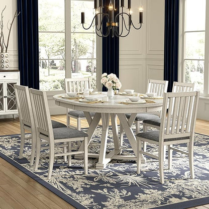 6-Piece Solid Wood Dining Table Set for 6, Modern Breakfast Dinette Kitchen Table with Chairs for Dining Room, Kitchen, Grey