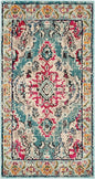 SAFAVIEH Monaco Collection Accent Rug - 2'2" x 4', Light Blue & Fuchsia, Medallion Distressed Design, Non-Shedding & Easy Care, Ideal for High Traffic Areas in Entryway, Living Room, Bedroom (MNC243J)