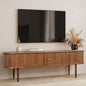 WERMO 71’’ TV Stand with Storage and Shelves for 65-75 inch TV. Wood Entertainment Center with Doors for Living Room and Bedroom, Mid Century Modern Console Table, Television Stand (Walnut)