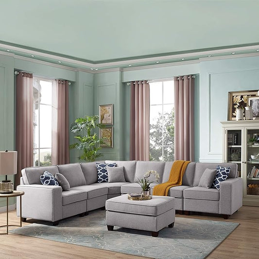 Devion Furniture Maison Sectional Modular Sofa with Ottoman for Living Room, Apartment, Bedroom, Office, Dorm