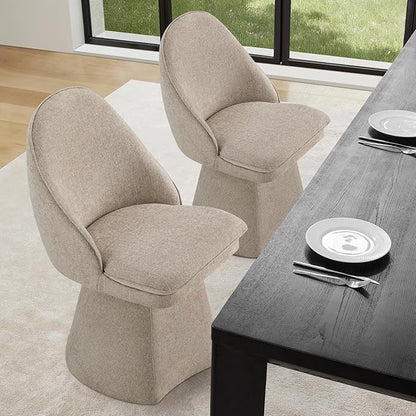 Swivel Dining Chairs Modern Desk Chair Upholstered Linen Fabric Side Chair for Kitchen Dining Room Bedroom,Khaki,1 Box
