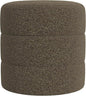 HomePop Upholstered Round Ottoman (No Lid, Seat Only) Home Décor | Round Pouf Foot Rest – Dark Brown Boucle