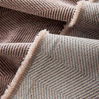 STACYPIK Thick Pink Geometric Sofa Covers for 2 Cushion Couch Reversible Herringbone Dogs Couch Covers Pet Scratch Couch Protector Blanket for Living Room Chenille Cushion Covers with Tassel-91X118IN