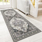 GENIMO 2X5 Hallway Runner Rug, Machine Washable Non Slip Vintage Floral Patchwork Runners, Thin Low Pile Chenille Carpet Runners for Entryway, Kitchen, Bathroom, Bedroom, Slate Gray