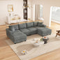Eafurn Oversized Symmetrical U Shaped Modular Sectional Sofa with Double Chaise Lounge, Reversible Corduroy Upholstered Sofa Extra Wide Deep Seat Sleeper Sofas Couches w/ 2 Pillows