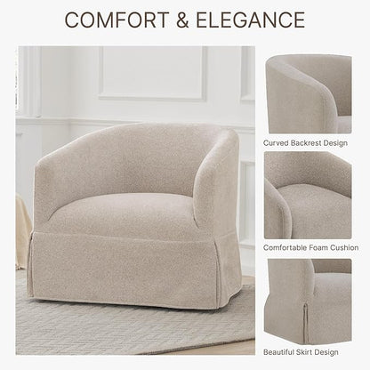 Swivel Accent Chair, 360 Degree Performance Fabric Armchair Modern Barrel Chairs Armchair for Living Room Bedroom Home and Office,Taupe