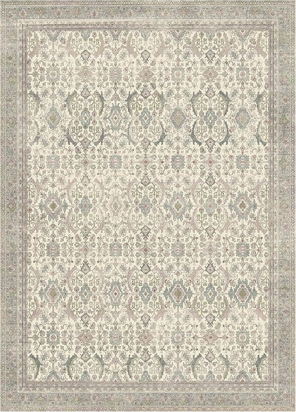 8X10 Area Rugs Machine Washable Rugs for Living Room, Vintage Boho Large Rugs for Bedroom Dining Room, Non Slip Indoor Soft Distressed Lightweight Thin Low Pile Carpet, Cream