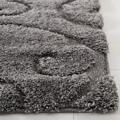 SAFAVIEH Florida Shag Collection Runner Rug - 2'3" x 13', Grey, Scroll Design, Non-Shedding & Easy Care, 1.2-inch Thick Ideal for High Traffic Areas in Living Room, Bedroom (SG455-8013)