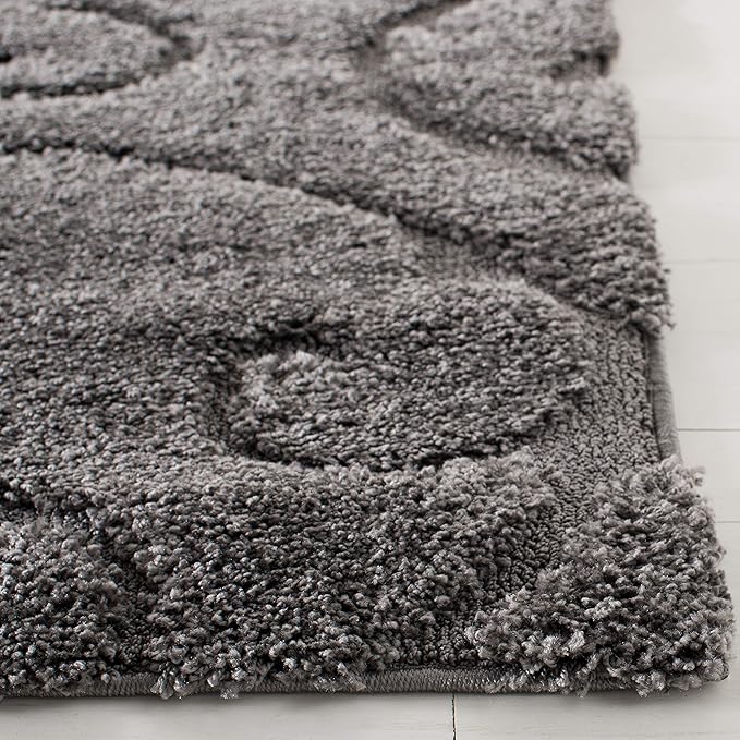 SAFAVIEH Florida Shag Collection Runner Rug - 2'3" x 21', Grey, Scroll Design, Non-Shedding & Easy Care, 1.2-inch Thick Ideal for High Traffic Areas in Living Room, Bedroom (SG455-8013)