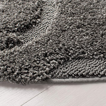 SAFAVIEH Florida Shag Collection Area Rug - 4' Round, Grey, Scroll Design, Non-Shedding & Easy Care, 1.2-inch Thick Ideal for High Traffic Areas in Living Room, Bedroom (SG455-8013)
