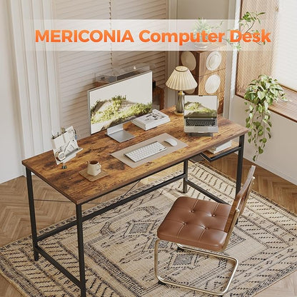 Computer Desk 55 X 24 inch, Gaming Desk for Small Spaces, Modern Simple Style Table for Home Office, Study Student Writing Table (Shelf, Dark Brown, 55 inch)