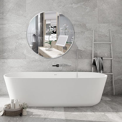 FrameWorks 28" Deluxe Contemporary Silver Circular Aluminum Mirror