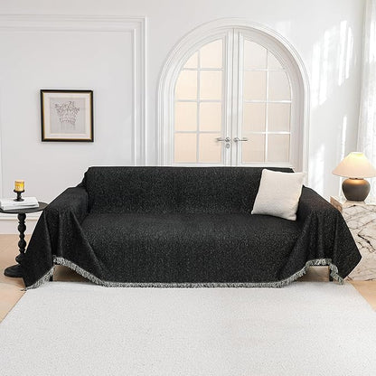 MYSKY HOME Couch Cover for Dogs Washable Couch Covers for 3 Cushion Couch Sofa Super Soft Sofa Slipcover Non Slip Sofa Cover, Chenille Sofa Covers for Dogs, Furniture Protector, 71"x150", Black