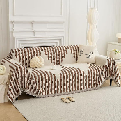 HAOMAIJIA Boho Sofa Covers Couch Covers for 3 Cushion Couch Sofa Pet Friendly Soft Thick Couch Cover for Dogs Washable Sectional Couch Covers L Shape Furniture Protector (Brown, 91"x150")