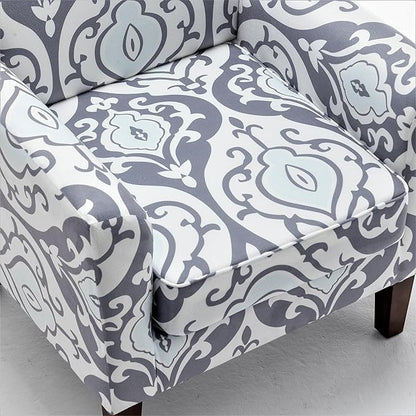 Container Furniture Direct Contemporary Accent Arm Chair with Birch Wood Frame and Velvet Upholstery, Armchair for Office and Living Room Decor, Removable Cushions, 05 Printed Fabric