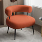 Mid Century Sherpa Boucle Accent Chair, Round Upholstered Barrel Arm Chair for Small Spaces, Fluffy Side Corner Sofa Chair for Living Room, Bedroom, Vanity, Office, Reading Nook（Orange）