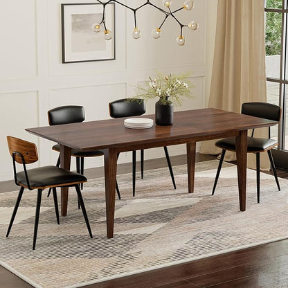 SIMPLIHOME Colby Extendable Dining Table, Solid Wood Walnut Veneer in Walnut, 60-76 x 36 inches, Contemporary-Style Rectangular Expandable Kitchen Table with Butterfly Leaf for 6+ People