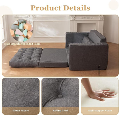 YOSHOOT Loveseat Sleeper Sofa,55" Convertible Sofa Bed Couch Futon Couches for Living Room,3-in-1 Pull Out Floor Couch with Backrest and Pillows