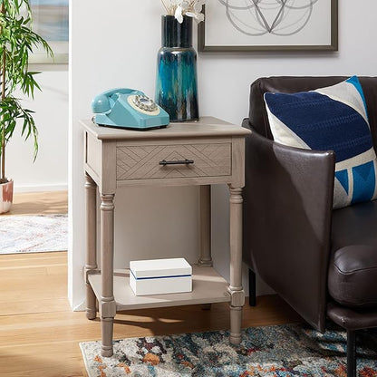 SAFAVIEH Home Collection Peyton Greige 1-Drawer Lower Shelf Accent Table ACC5704D