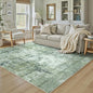 5x7 Washable Area Rug Dark Green Modern Neutral Abstract Living Room Bedroom Indoor Floor Carpet Low Pile Soft Non-Slip Lightweight Vacuumable Throw Rug for Kitchen Nursery Dining Room