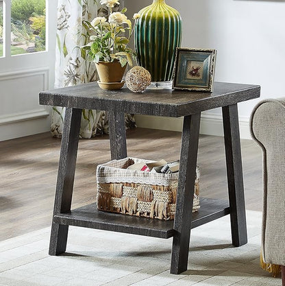 Roundhill Furniture Athens Contemporary 3-Piece Wood Shelf Coffee Table Set, Charcoal